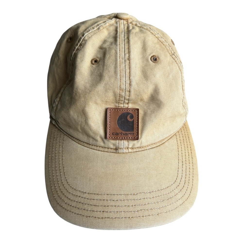 Carhartt tan cotton canvas Logo leather Patch Cap hat